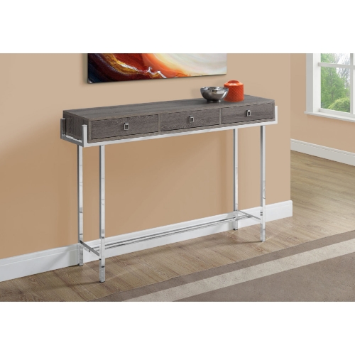 48" Accent Table in Dark Taupe & Chrome Metal